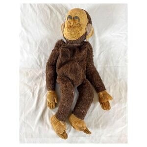 Vintage Merrythought Gran'Pop Monkey Pyjama Case Mohair Plush UK England
